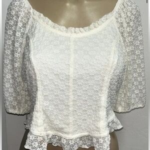 Jessica Simpson Ivory Puff Sleeve Blouse